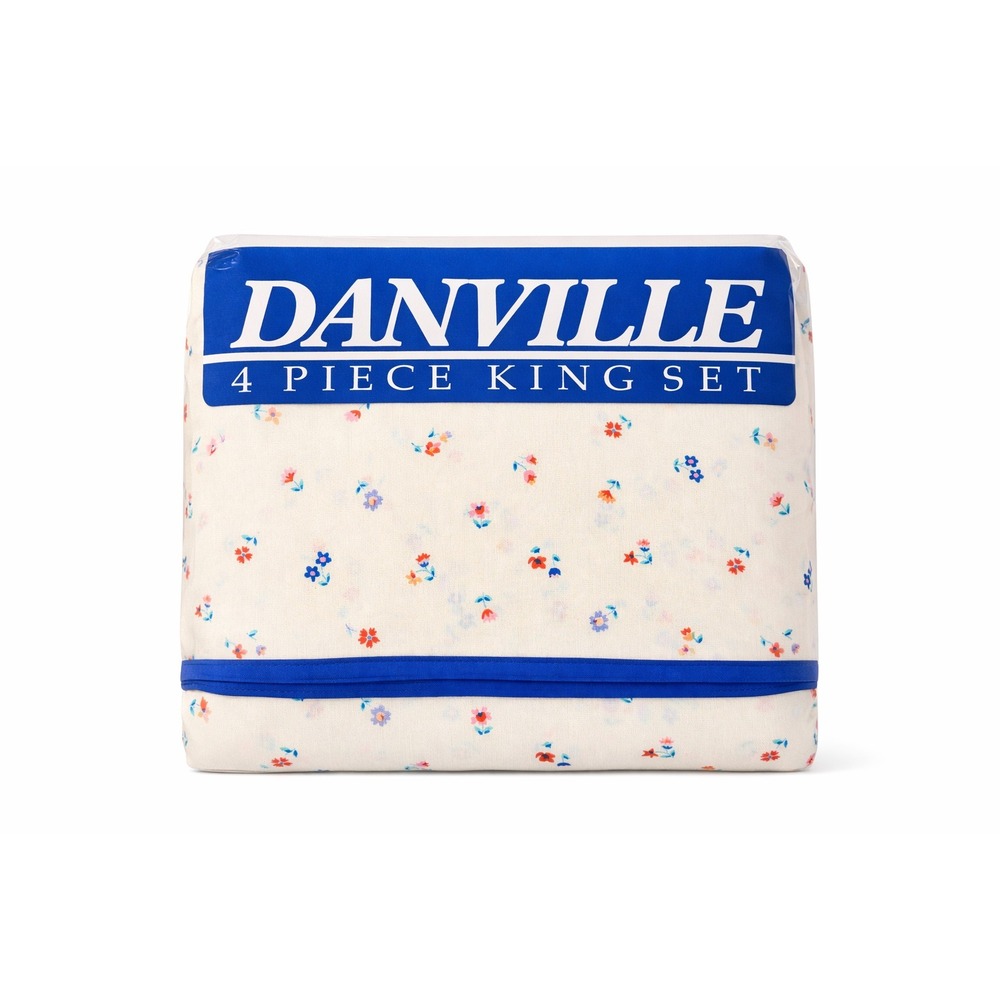 Vintage 1984 Dan River Danville King Sheet Set 4pc Floral The Burren VTG NOS 80s